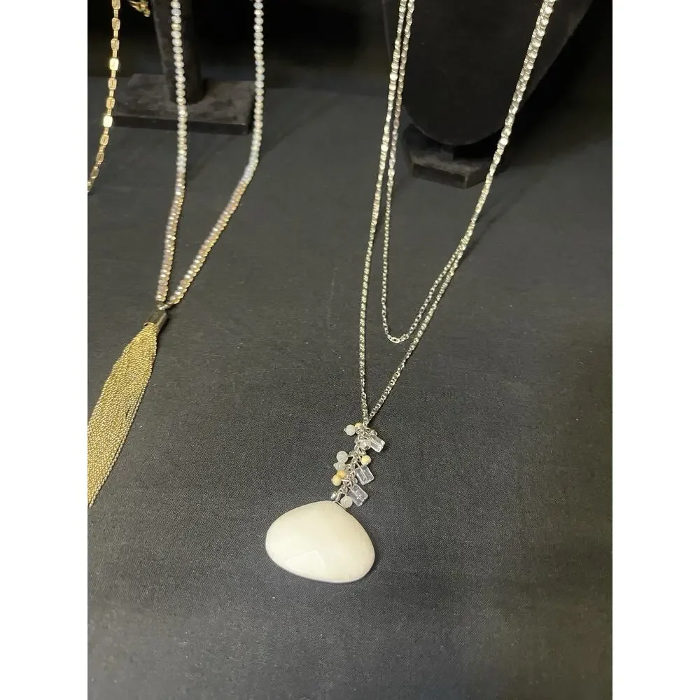 Loft Gold & Silver Tone Costume Statement Long Necklace Lot Of 4